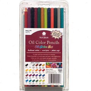 Walnut Hollow Oil Color Pencils Set of 24 #9924 discontinued USA 2 sharpened